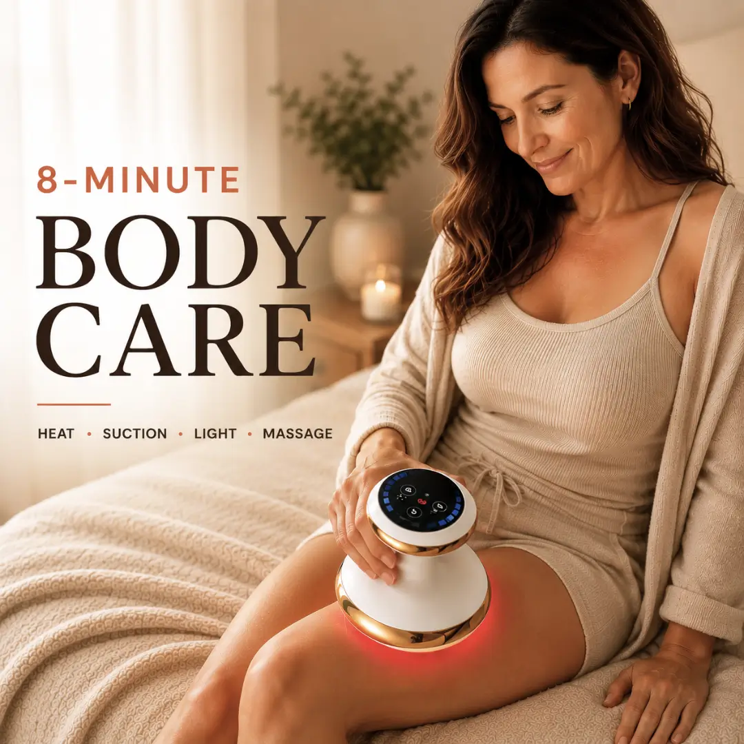 Woman using the Firmthera handheld body therapy device at home